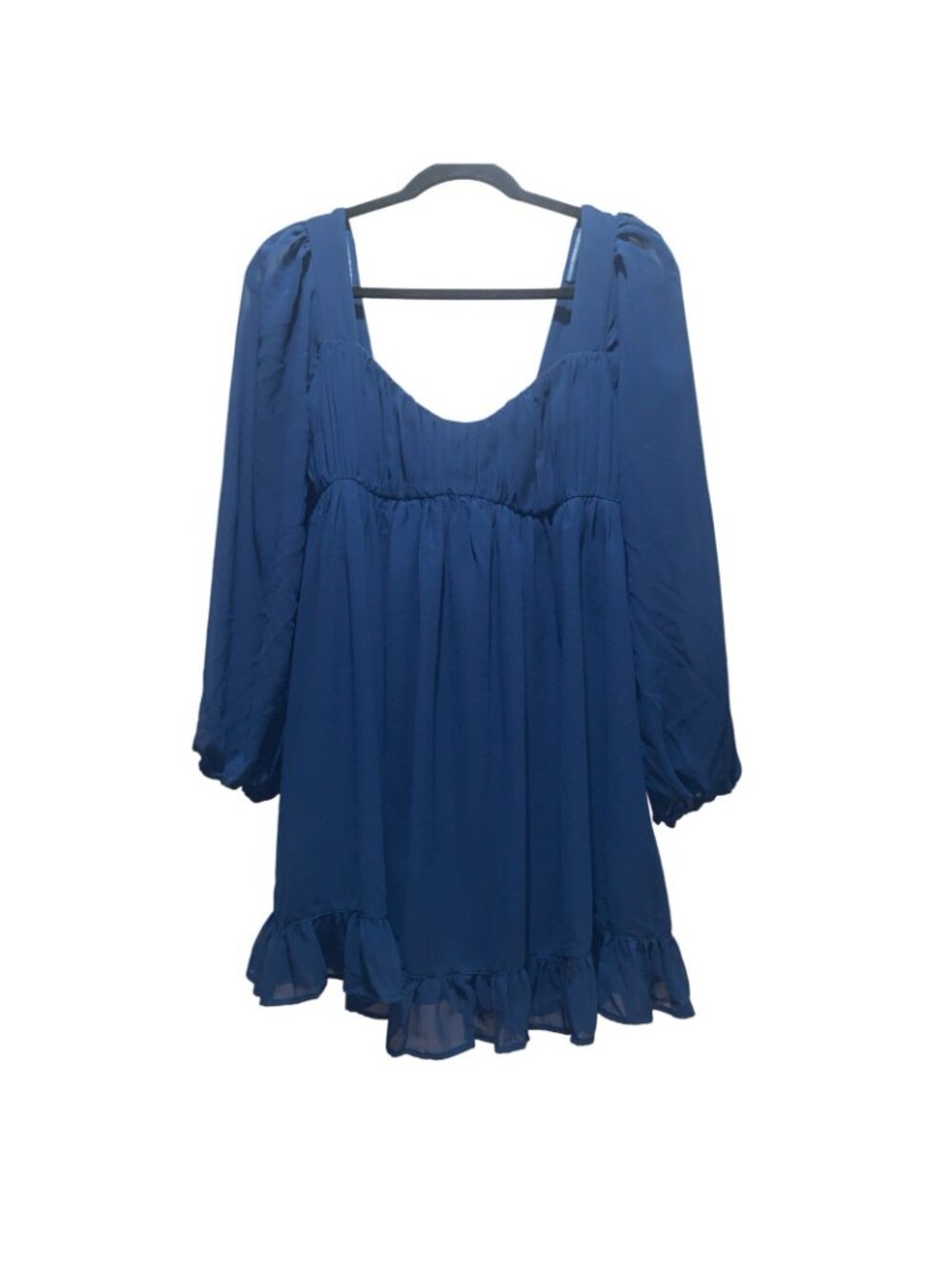 Abercrombie & Fitch Blue Mini Dress Long Sleeve Babydoll Ruffle Hem MP Fairycore - Picture 3 of 10